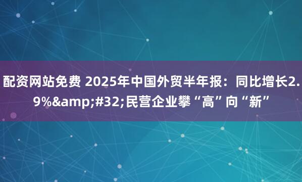 配资网站免费 2025年中国外贸半年报：同比增长2.9%&#32;民营企业攀“高”向“新”